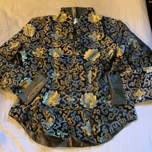 Black and gold kimono style jacket. 100% silk.